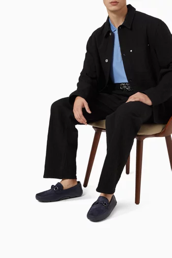 حذاء درايفر ألميرا بحلية جانشيني جلد وشمواه