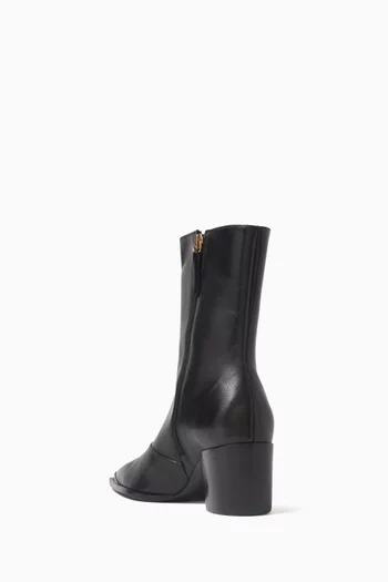 Raffaela 55 Cap Toe Mid-calf Boots in Leather