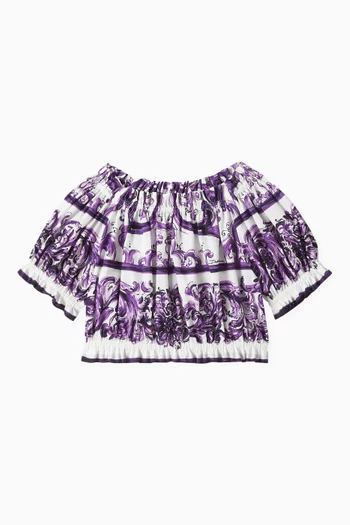 Majolica-print Top in Poplin