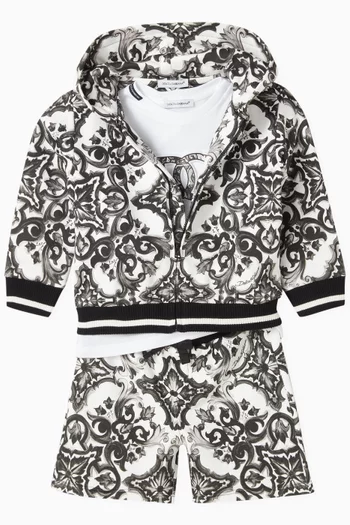 Majolica-print Hoodie in Cotton