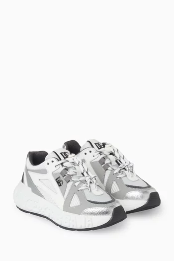 Lace-up Sneakers in Nylon & Mesh