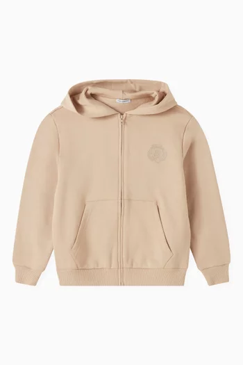 Crest Embroidered Hoodie in Cotton Jersey