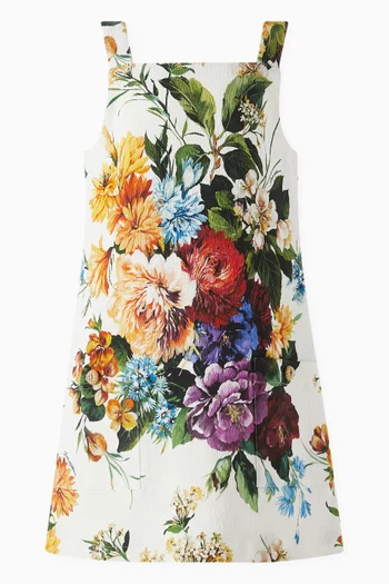 Flower-print Dress in Wall Fabric