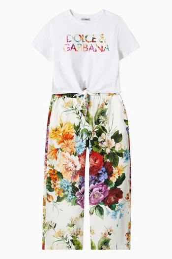 Flower-print Pants in Cotton