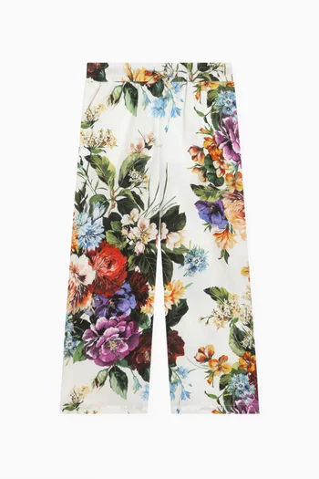 Flower-print Pants in Cotton