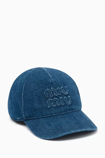Logo-embroidered Baseball Cap in Denim