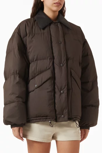 Crop Down Jacket in Technical Pongé