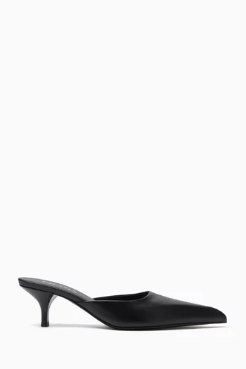 Point-toe Mule Sandals in Leather