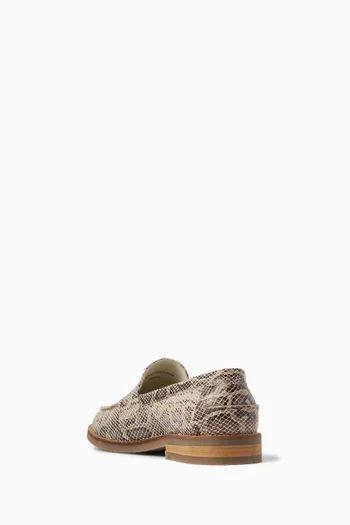 Wilde Penny Loafers in Snake-embossed Leather