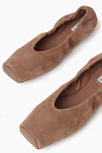 حذاء باليرينا مربعة بكعب مسطح جلد