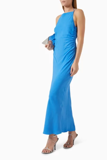 Pierce High Neck Ruched Maxi Dress