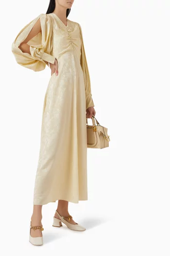 فستان بكشكش حرير وجاكار