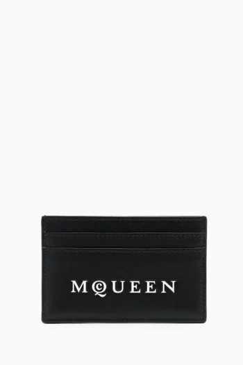 Logo-embossed Card Holder in Leather