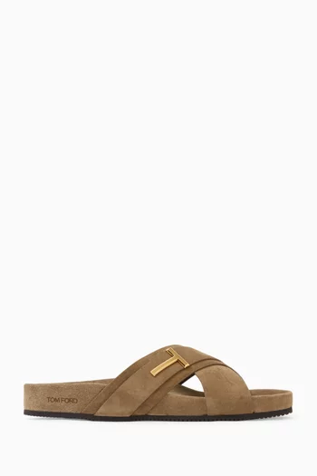 T Icon Sandals in Suede