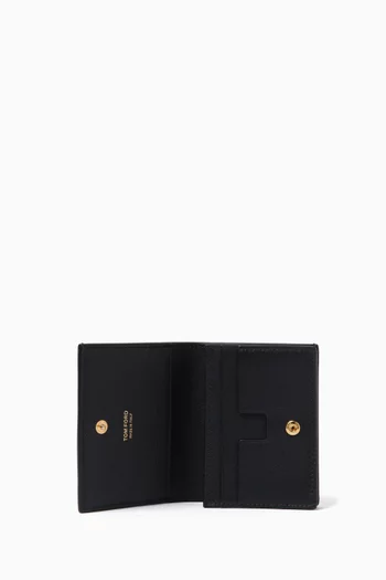 محفظة صغيرة بتصميم القفل المميز للماركة جلد طبيعي بارز الملمس