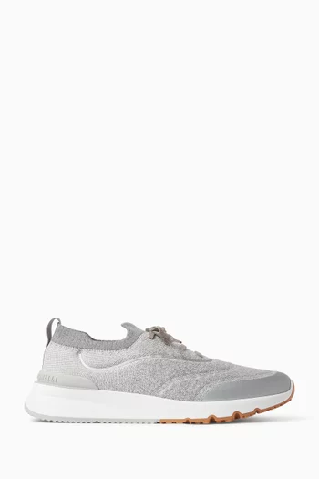 Runners in Cotton Knit & Semi-polished Calfskin