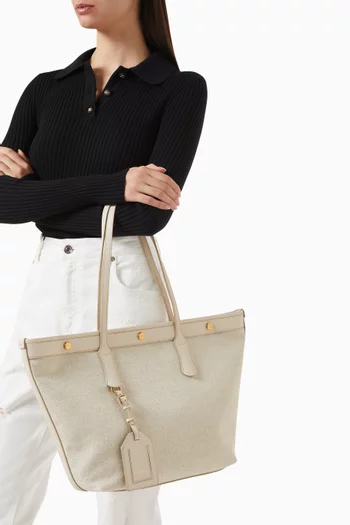 Atene Medium Tote Bag in Canvas & Leather