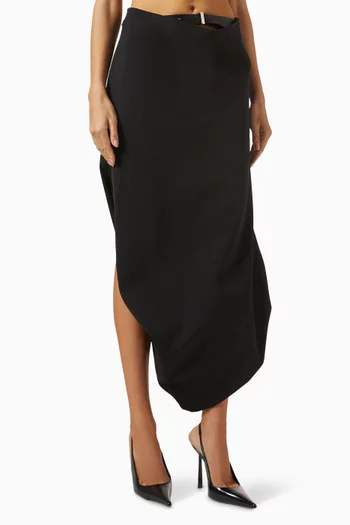 Asymmetric Slit Midi Skirt