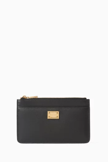 DG Plaque Cardholder in Calfskin Leather