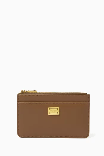 DG Plaque Cardholder in Calfskin Leather