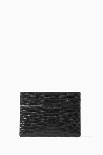 Dauphine Card Holder in Lizard-embossed Leather