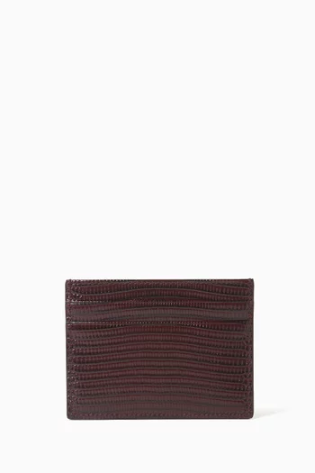 Dauphine Card Holder in Lizard-embossed Leather