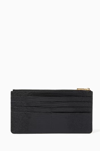 Card Holder in Iguana-print Leather