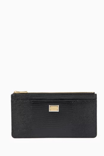 Card Holder in Iguana-print Leather