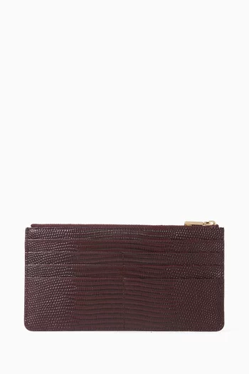 Card Holder in Iguana-print Leather