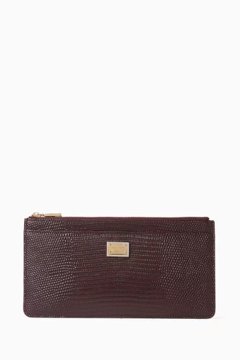 Card Holder in Iguana-print Leather