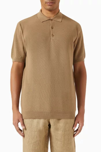Textured Polo Shirt in Cotton-knit