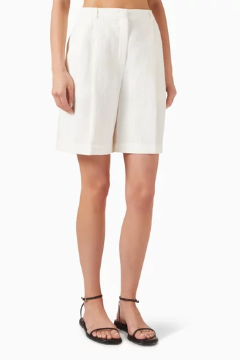 Bermuda Shorts in Linen-blend