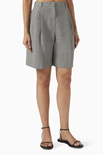 Bermuda Shorts in Linen-blend