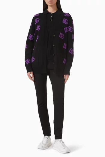 Embroidered Knit Cardigan in Virgin Wool