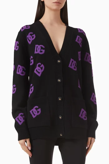 Embroidered Knit Cardigan in Virgin Wool