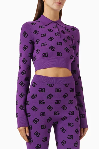 Monogram Polo Shirt in Viscose Jacquard