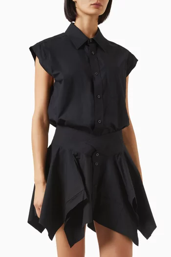 Asymmetric Shirt Mini Dress in Cotton