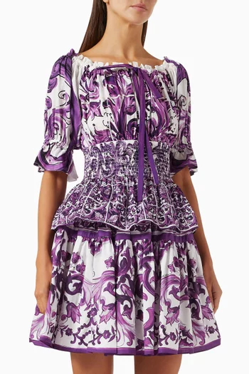 بلوزة بنقشة مايولكا بوبلين