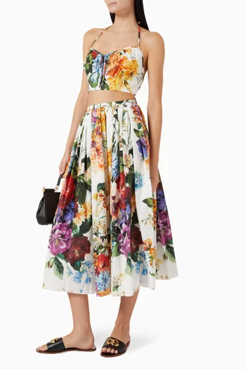 Flower-print Crop Top in Poplin