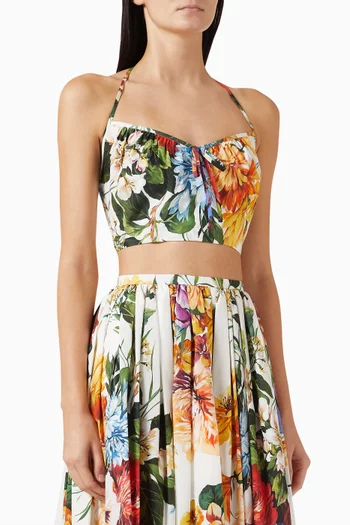 Flower-print Crop Top in Poplin