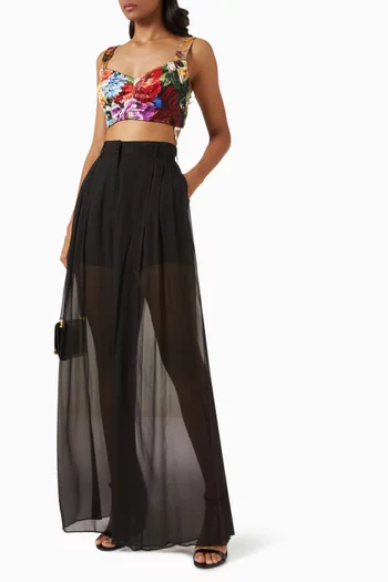 Floral-print Bustier Top in Satin-viscose