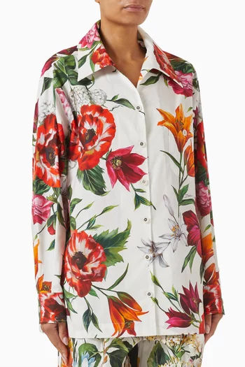 Floral-print T-shirt in Poplin