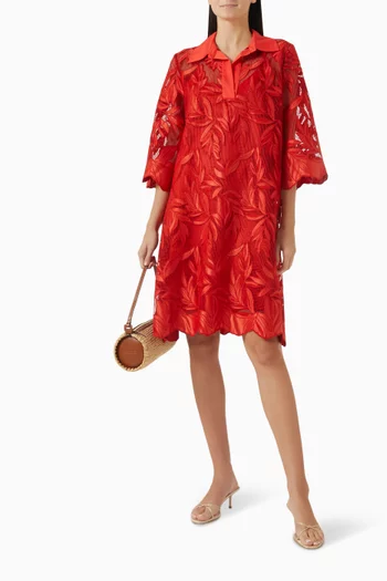 Floral Collared Dress in Mesh