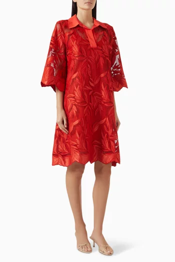 Floral Collared Dress in Mesh