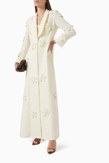 Floral-embellished Abaya in Crepe