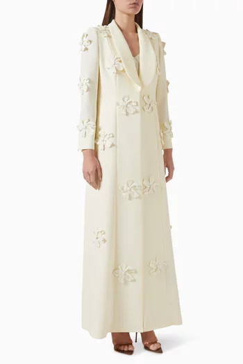 Floral-embellished Abaya in Crepe