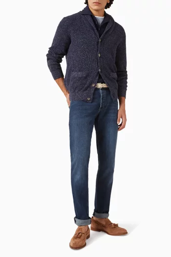 تي شيرت بولو بنسيج مضلع من القطن