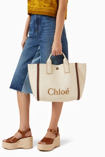 Medium Carry Tote Bag in Raffia-cotton
