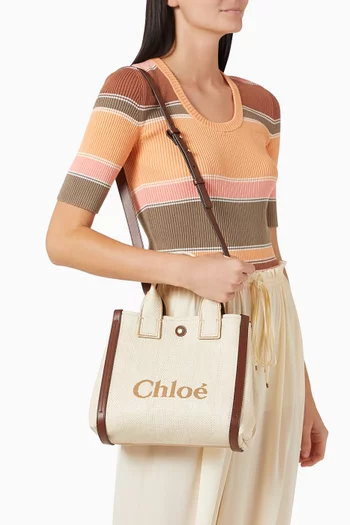 Small Carry Tote Bag in Raffia-cotton