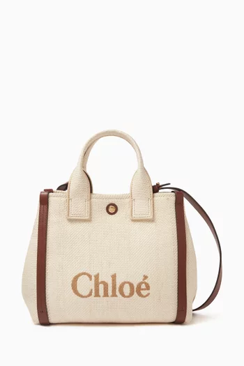 Small Carry Tote Bag in Raffia-cotton